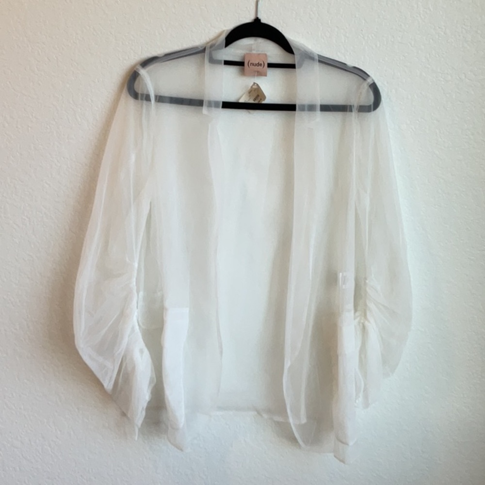 NUDE Sheer White Blazer - Size Medium